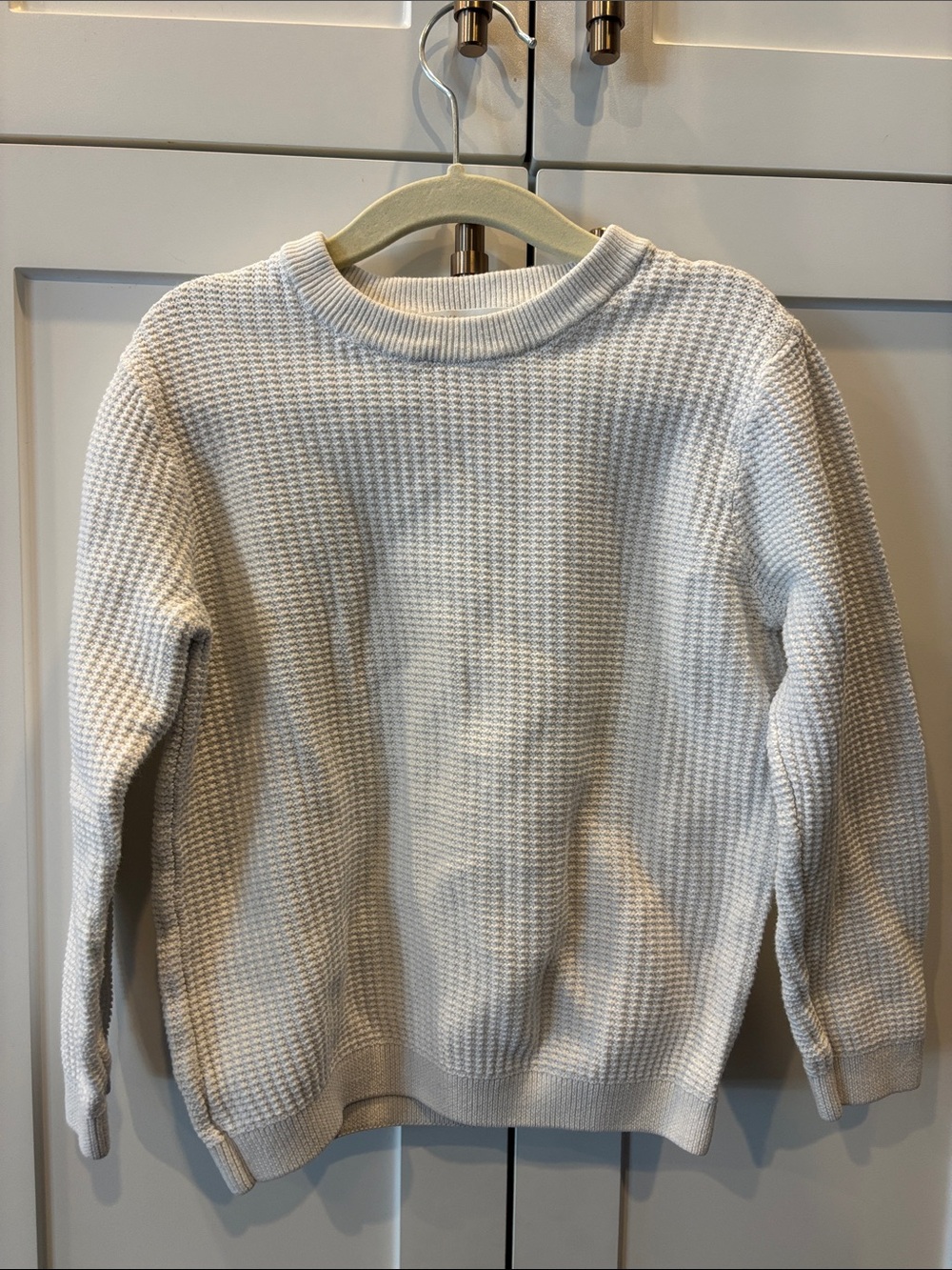 Primark Men's Cream Waffle-Knit Crewneck Sweater